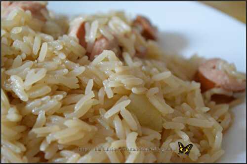 Riz parfumé au worcestershire et ses saucisses de dinde