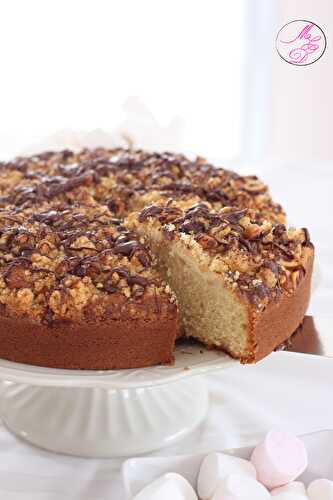 Crumbcake aux pommes, noisettes et chocolat (mi-cake, mi crumble)