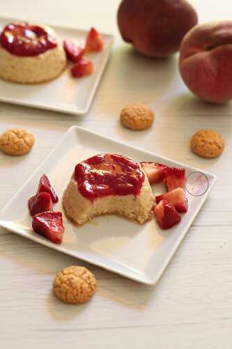 Petits flans aux amaretti et compotée de pêches de vigne