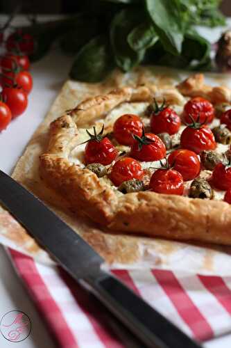 Tarte feuilletée à la moutarde, ricotta & tomates cerises