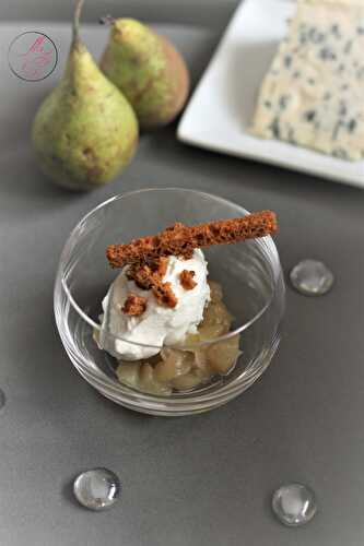 Verrines de poires, mousse de St Agur et pain d’épices