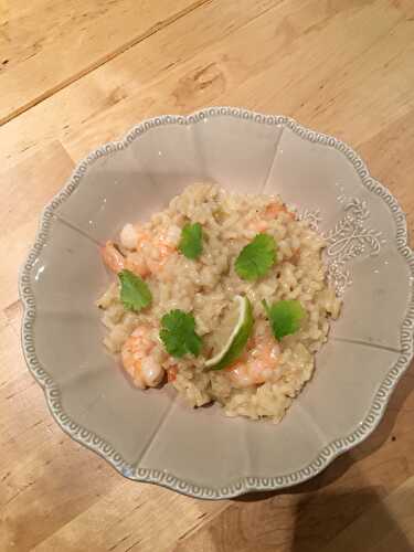 Risotto aux crevettes et lait de coco