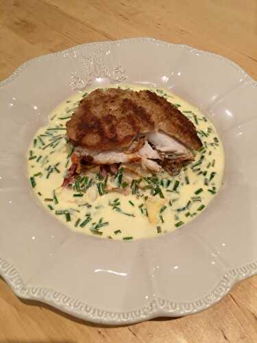 Filet de poisson blanc en croute de pain et sa sauce acidulée de Cyril Lignac