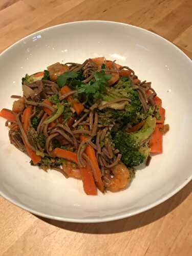 Pates soba au Teriaki et crevettes