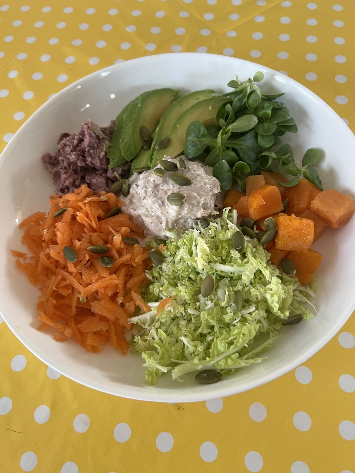 Assiette complète, sauce au thon