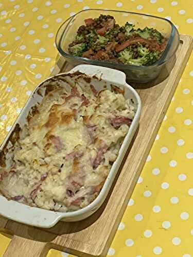 Choux fleur gratiné au jambon, recette légère