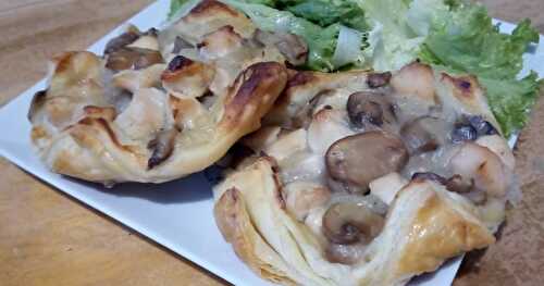 Les paniers feuilletés au poulet et champignons