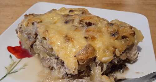 Le gratin de pommes de terre et champignons 