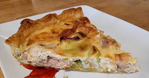 La quiche aux poireaux, chèvre et saumon