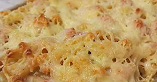 Le gratin de macaronis au jambon et au fromage