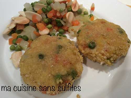 Galettes de millet aux petits légumes, panées