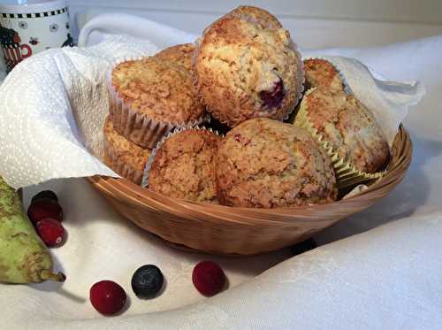 Muffins versatiles aux fruits qu’on veut (myrtilles, poires, cranberries…)