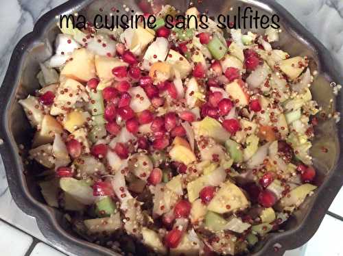 Salade de quinoa, endives, céleri, et fruits… et il n’y a pas que Tic et Tac qui me spolient!