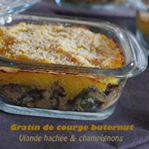 Gratins de courge butternut à la viande et champignons