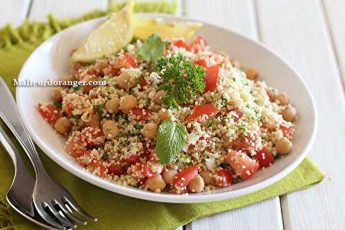 Salade de couscous et pois chiche façon taboulé