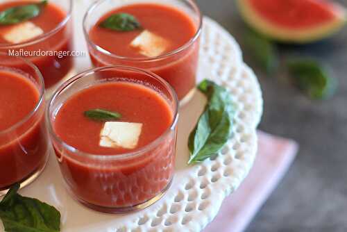 Soupe froide de tomates et pastèque