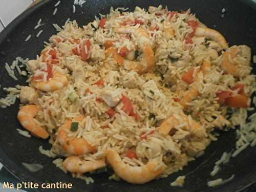 Riz biryani au poulet et crevettes