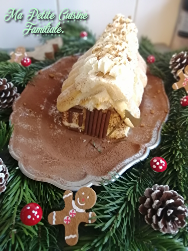 Bûche de Noël chalet saveur tiramisu