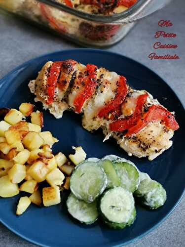 Escalope de poulet, tomates/mozza