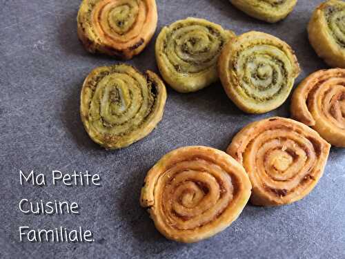 Feuilletés roulés au pesto rouge et vert