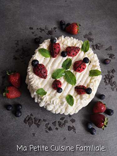 Gâteau de printemps, génoise chocolat et chantilly