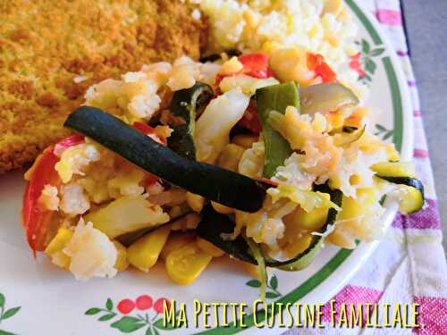 Poêlée de légumes (chou fleur, poivron, courgette, maïs, échalote)