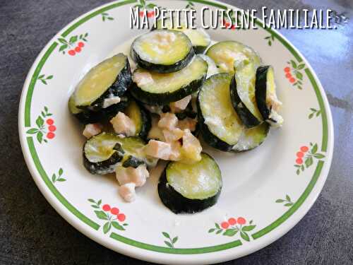 Rondelles de courgettes au St-morêt et dés de jambon.