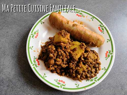 Saucisses de Toulouse et lentilles vertes