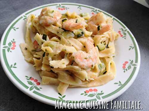 Tagliatelles aux crevettes et courgettes