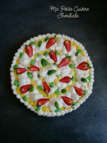 Tarte fantastik citron, basilic, crème chantilly/mascarpone et fraises