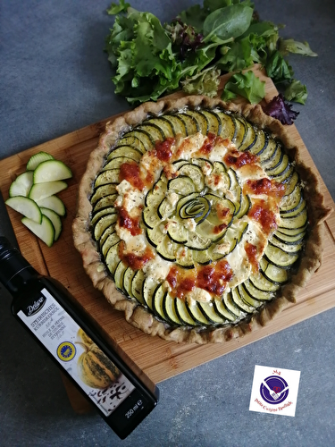 Tarte fine courgette et chèvre, mozarella