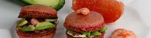 Macaron crevette-avocat-pamplemousse