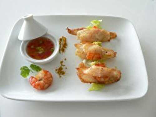 Baluchons de crevettes au petit taro.