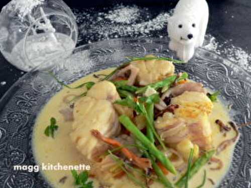 Blanquette de lotte aux petits légumes d’hiver.