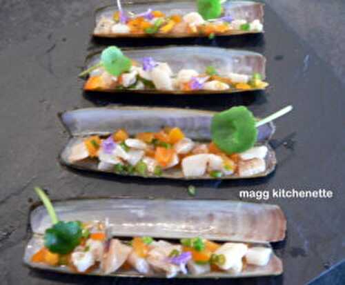 Couteau de mer en tartare parfumé à l’huile de homard. | magg kitchenette