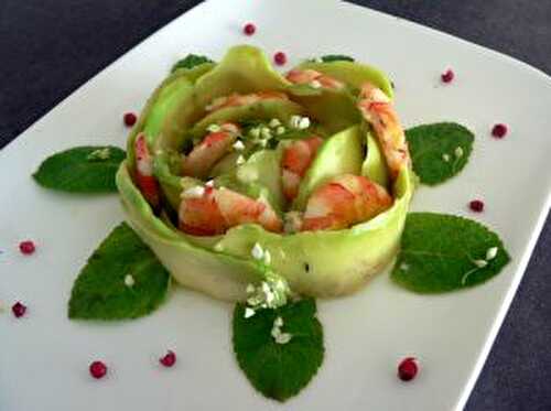 Crevettes et avocat en vinaigrette de citronnelle.