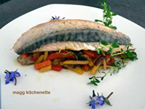 Filet de maquereau et ses petits légumes sautés.