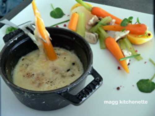 Fondue de légumes au reblochon.