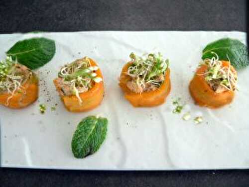 Makis de carottes aux rillettes de saumon.