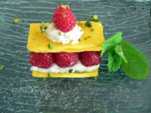 Mille feuille mangue et framboises