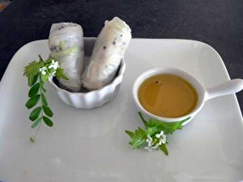 Minis rouleaux de printemps , sauce aux prunes