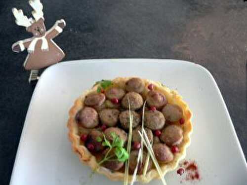 Tartelette de boudin blanc aux pommes épicées.