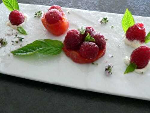 Tomates confites aux framboises.