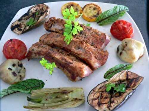 Travers de porc aux épices et ses légumes provençaux.