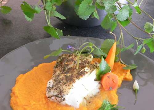 Dos de cabillaud aux herbes de Provence et sa purée de carottes