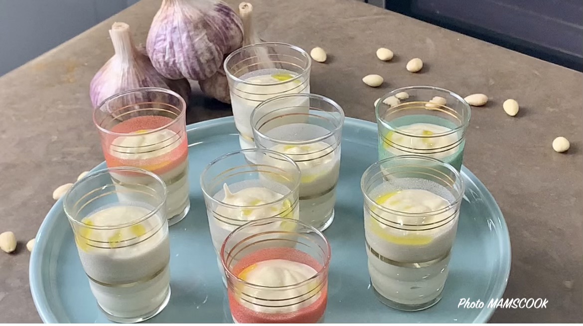 Ajo Blanco autrement appelé gaspacho blanc à l'ail violet de Cadours AOP