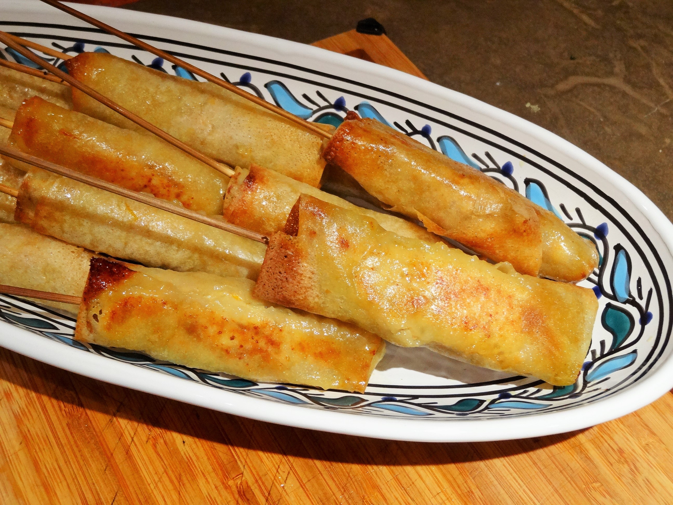 Brochettes de poulet au cumin en feuille de brick