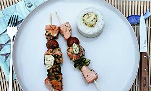 Brochettes de saumon à l'estragon à la plancha