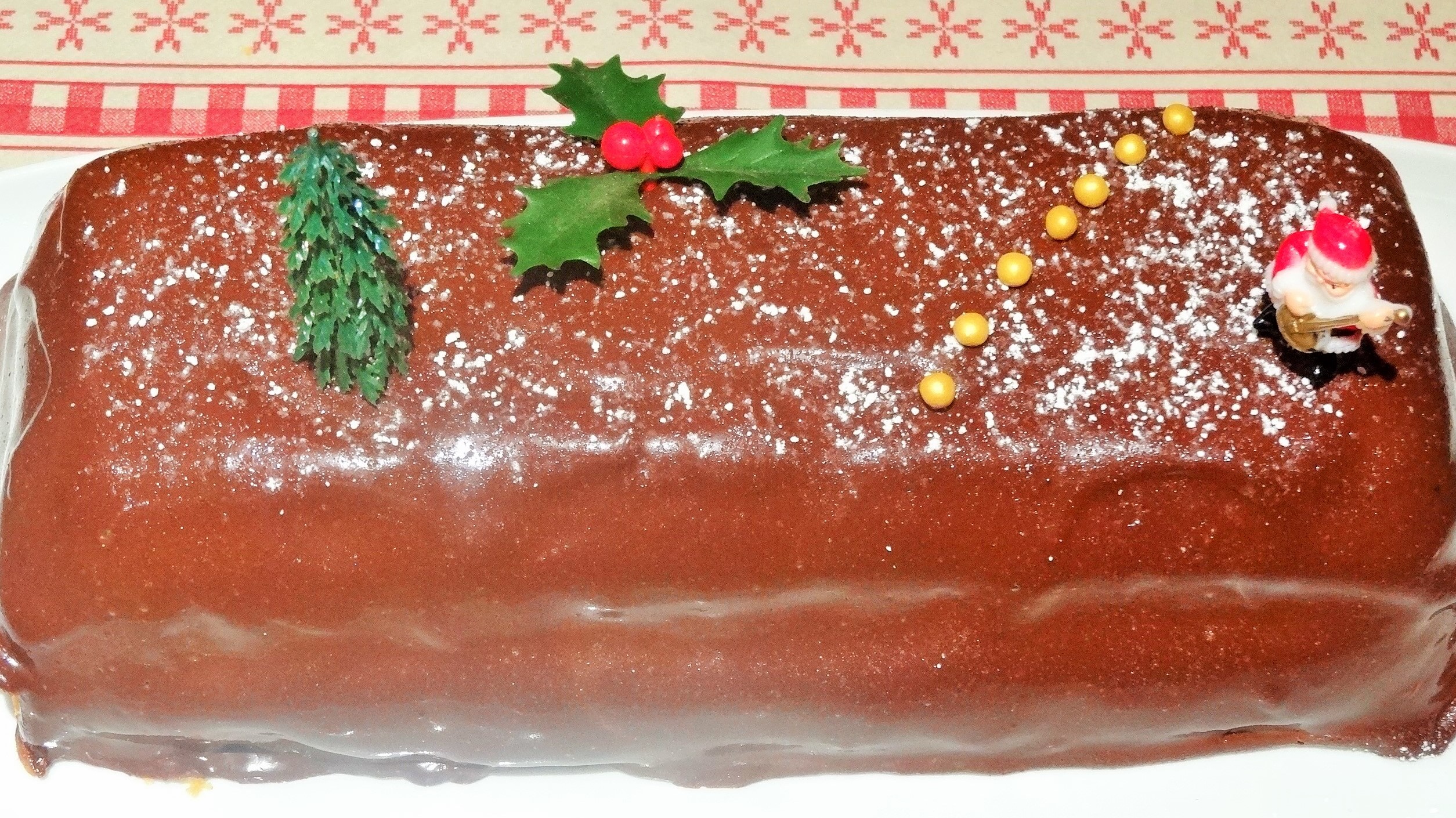 Bûche mousse de marrons, ganache chocolat caramel