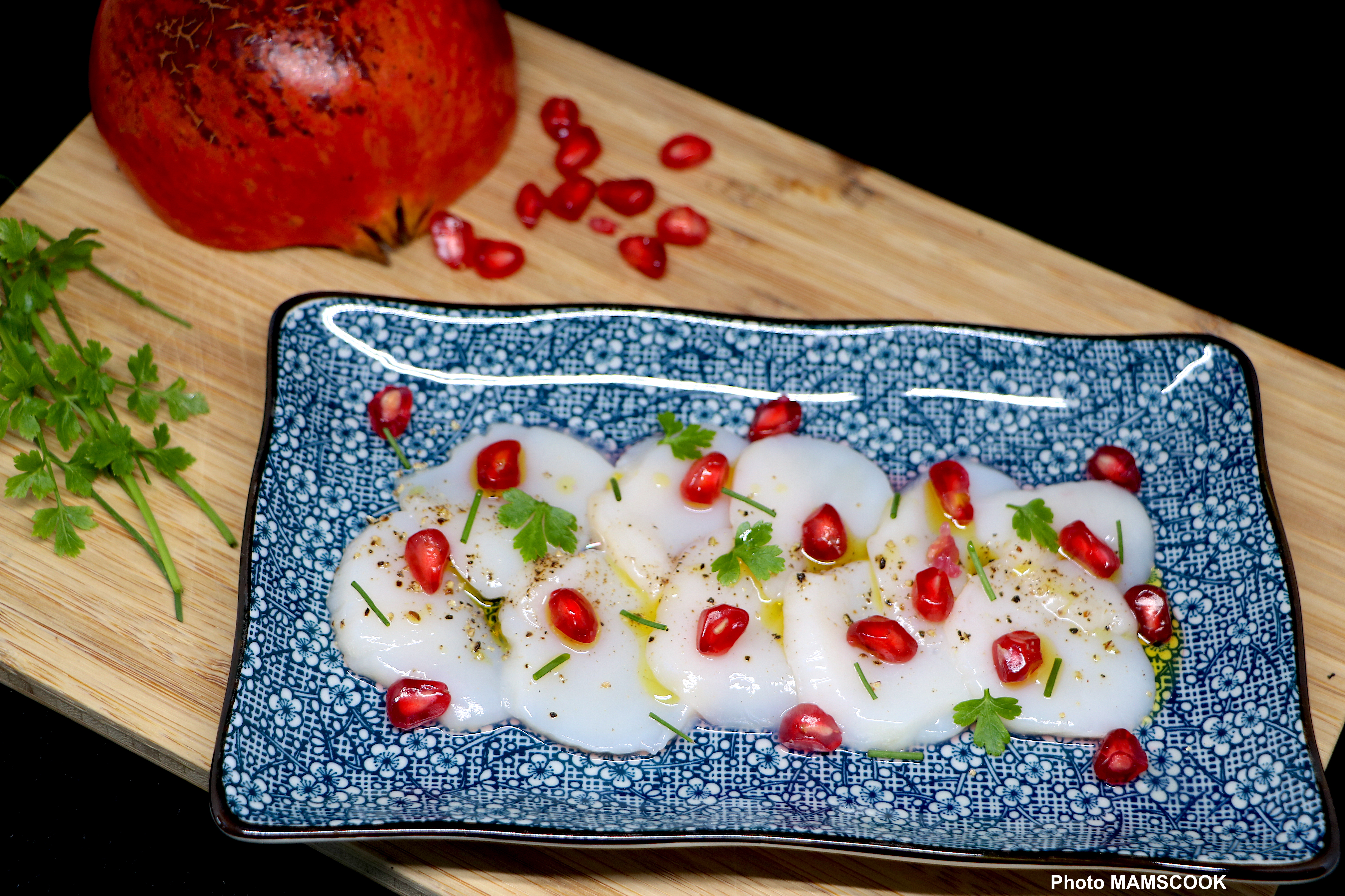 Carpaccio de saint Jacques à la grenade